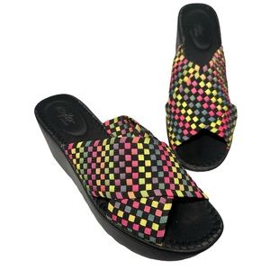 Dexflex Sport Wedge Sandals 7 Rainbow Weave
